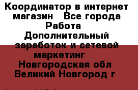 Координатор в интернет-магазин - Все города Работа » Дополнительный заработок и сетевой маркетинг   . Новгородская обл.,Великий Новгород г.